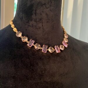 18K Gold Swarovski Crystal Stones Necklace